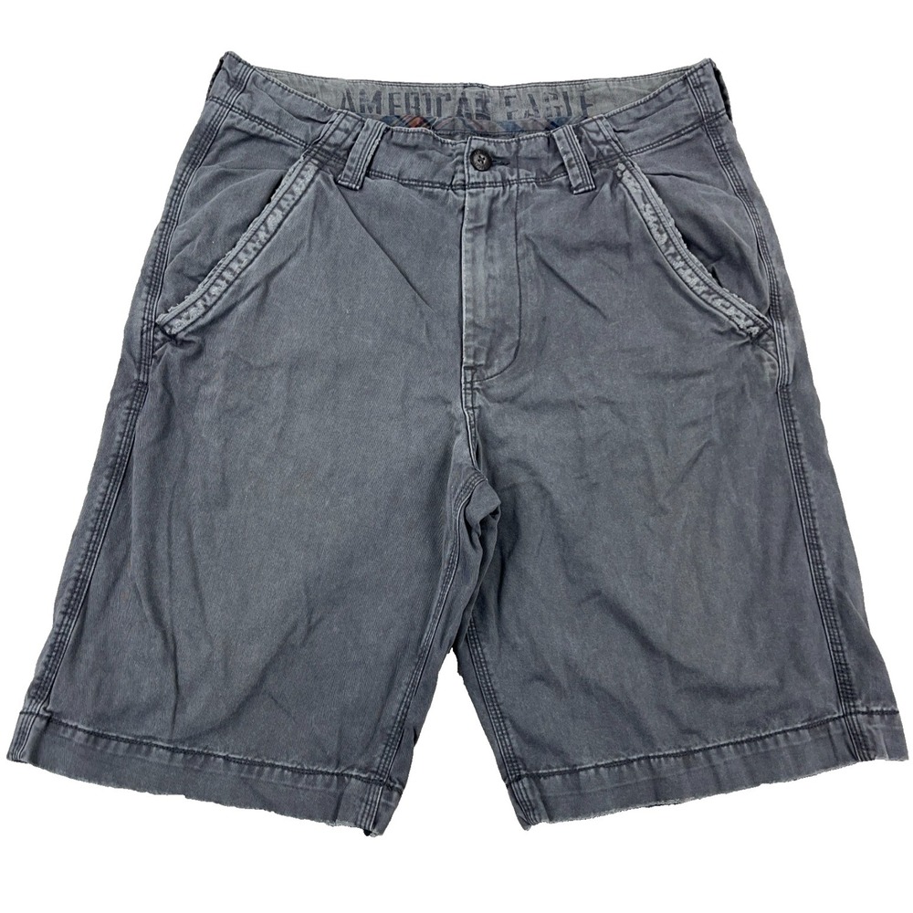 Vintage Y2K American Eagle‎ Chino Shorts Men 34 Gray Loose Baggy Faded Skate